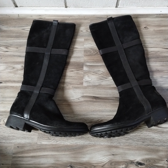 Hunter Willingen Black Suede Leather Tall Boots Size 6.5